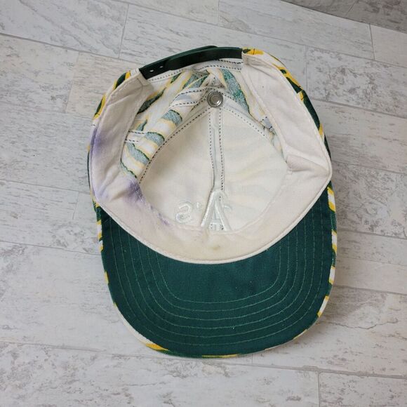 Vintage Oakland Athletics Zubaz Snapback Hat Cap Adult One Size MLB Green - Picture 7 of 8